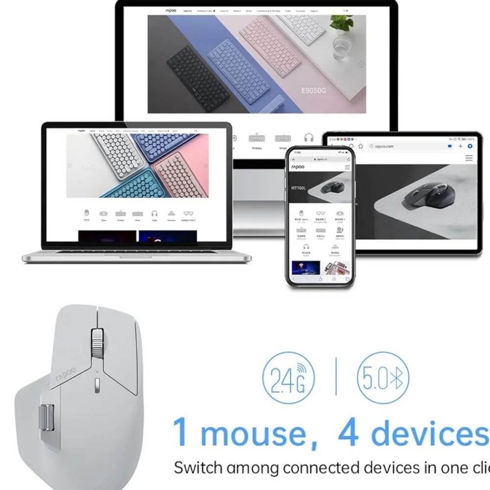Silver Ergonomic Wireless Mouse with USB Connectivity